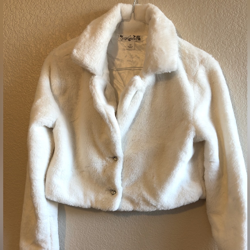 KnitWorks Children’s Faux Fur Jacket with Button closure